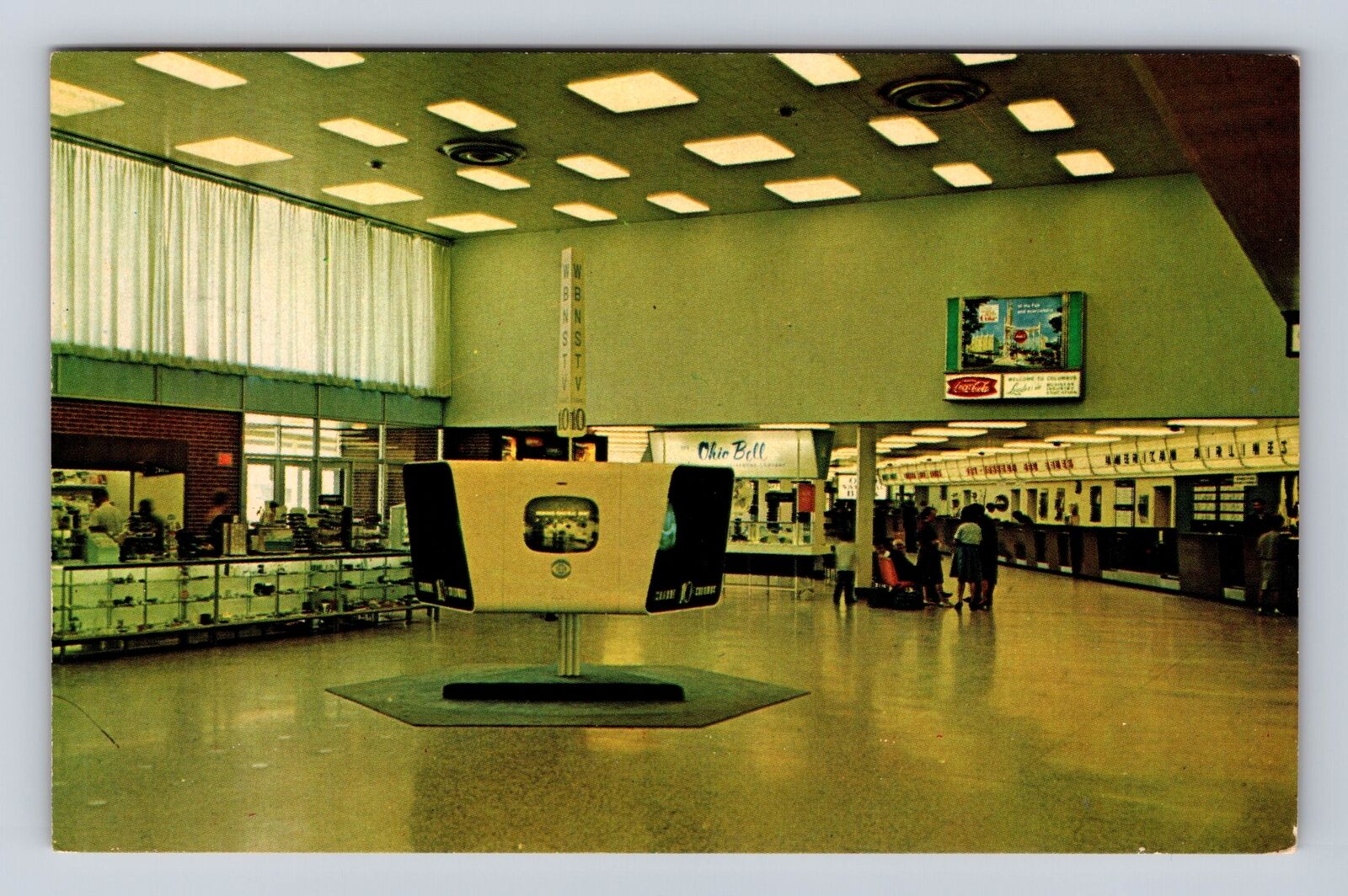 Columbus OH-Ohio, Port Columbus Air Terminal, Antique Vintage Souvenir Postcard