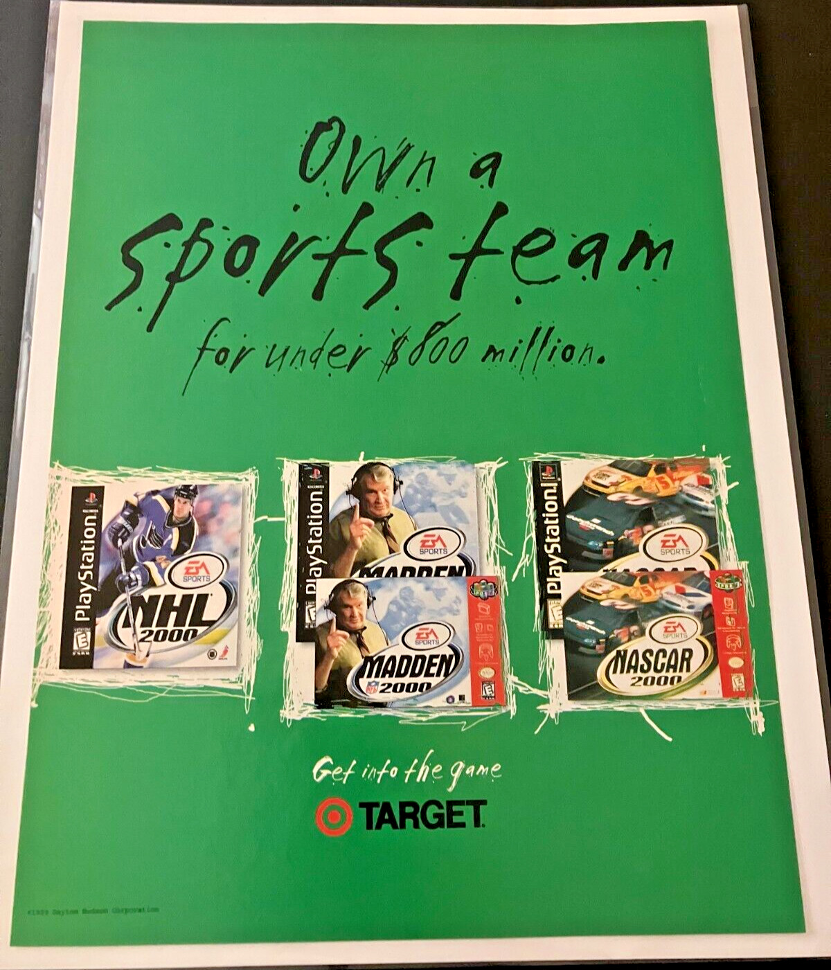 EA Sports Games / Target - Vintage 1999 Gaming Print Ad  Poster - NASCAR NFL NHL