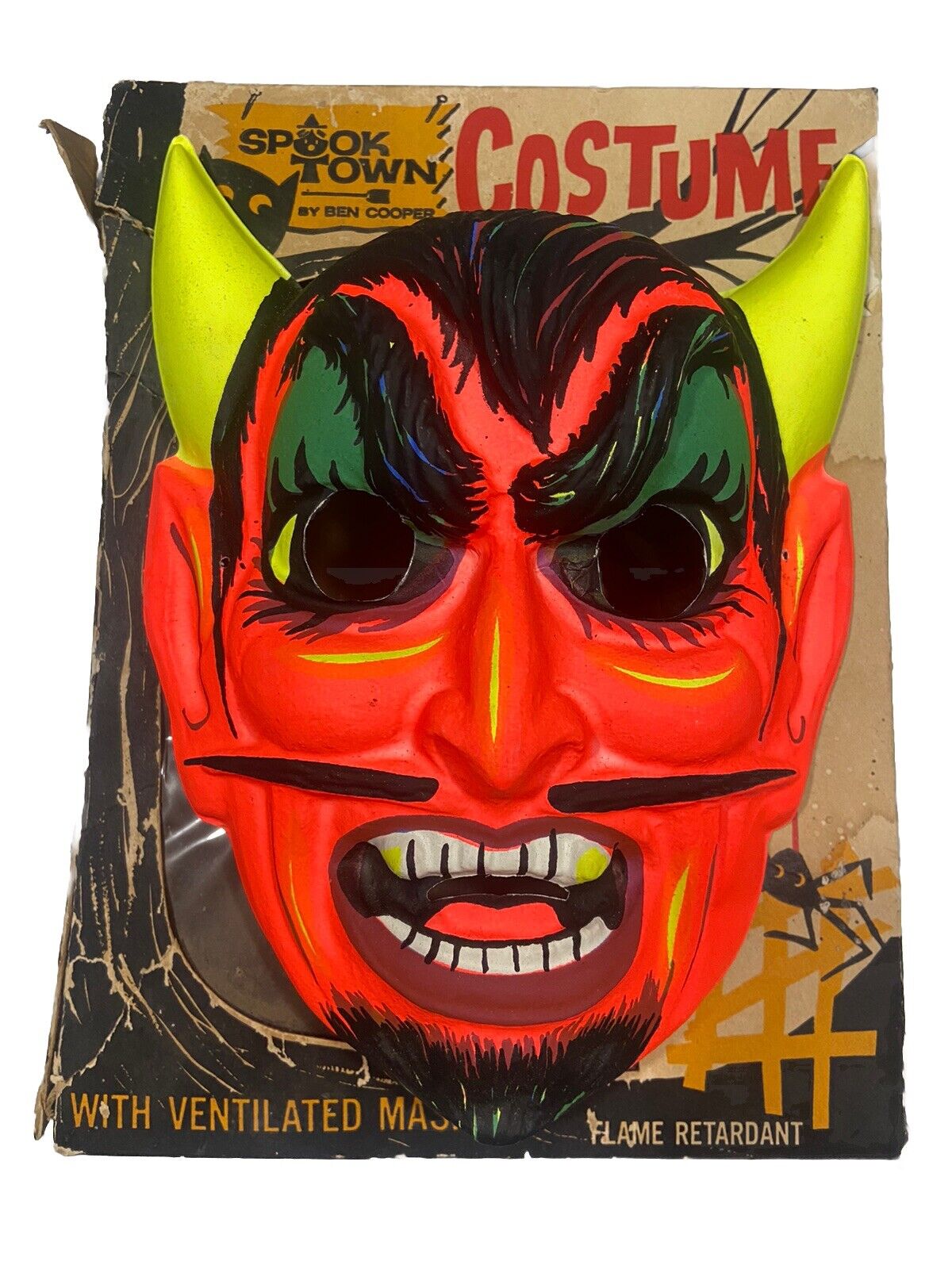 Halloween Mask BEN COOPER Devil Mask 1960\'s Neon Colors Mask ONLY W Original Box