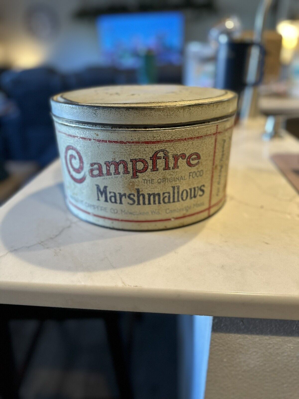 Vintage Campfire Marshmallows Advertising Tin Large 5lbs 10\