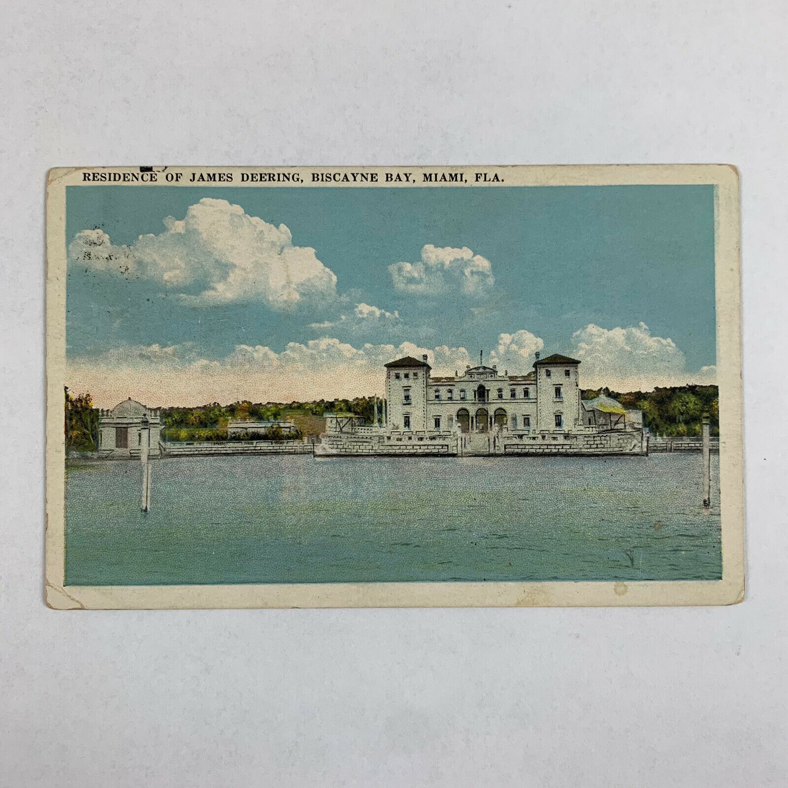 Postcard Florida Miami FL Biscayne Bay James Deering House 1923 Posted