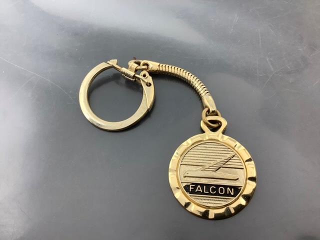 Vintage Promo Keyring FORD FALCON Golden Metal Keychain Ancien Porte-Clés BIRD