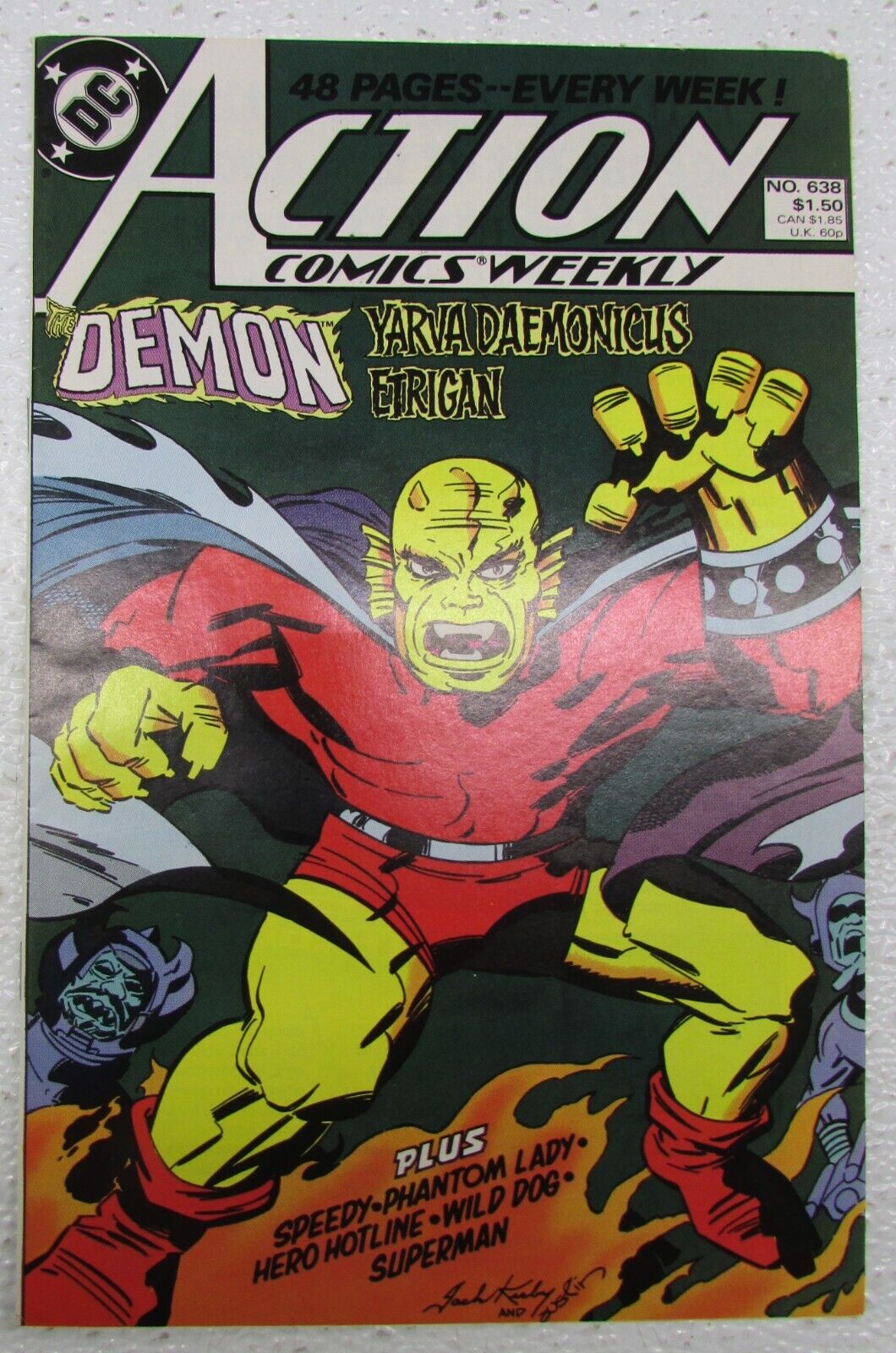 DC COMIC BOOK ACTION COMICS WEEKLY DEMON YARVA DAEMONICUS ETRIGAN #638 FEB 1989