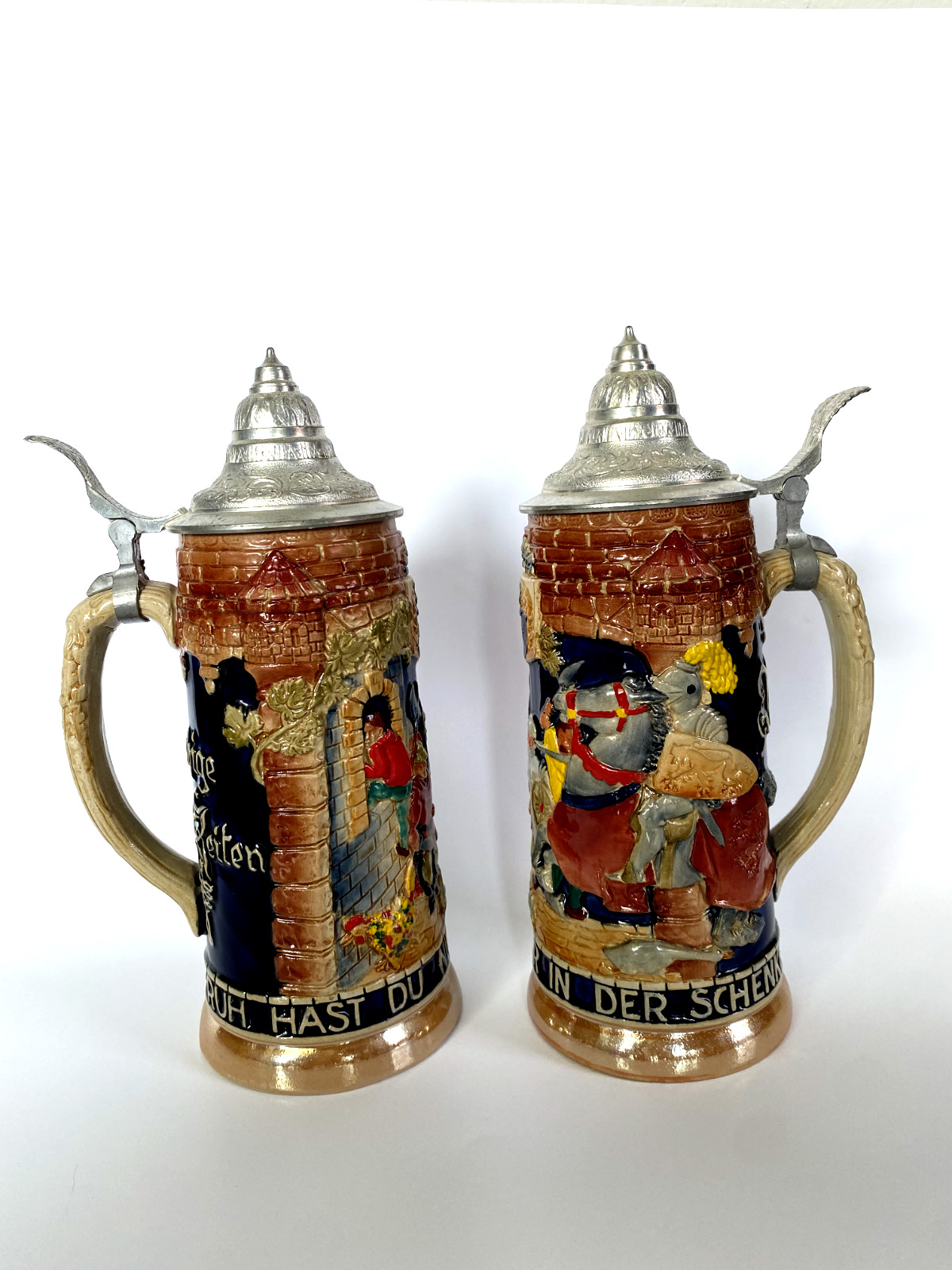 Two Vintage Goebel Beer Stein Lidded West Germany Ruh Hast Du Nur In Der Schenke