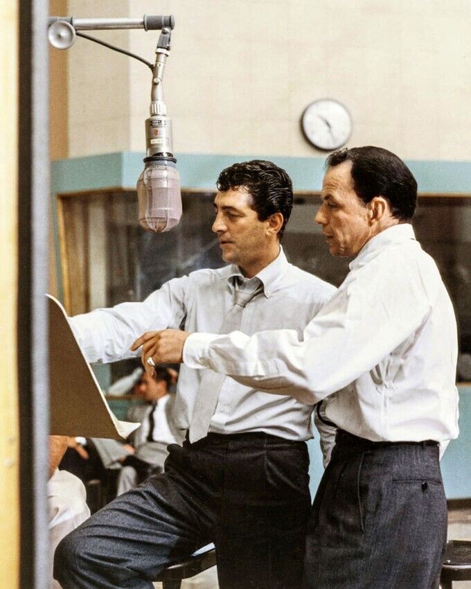 Frank Sinatra Dean Martin 1960's together in recording studio 24x36 inch Poster
