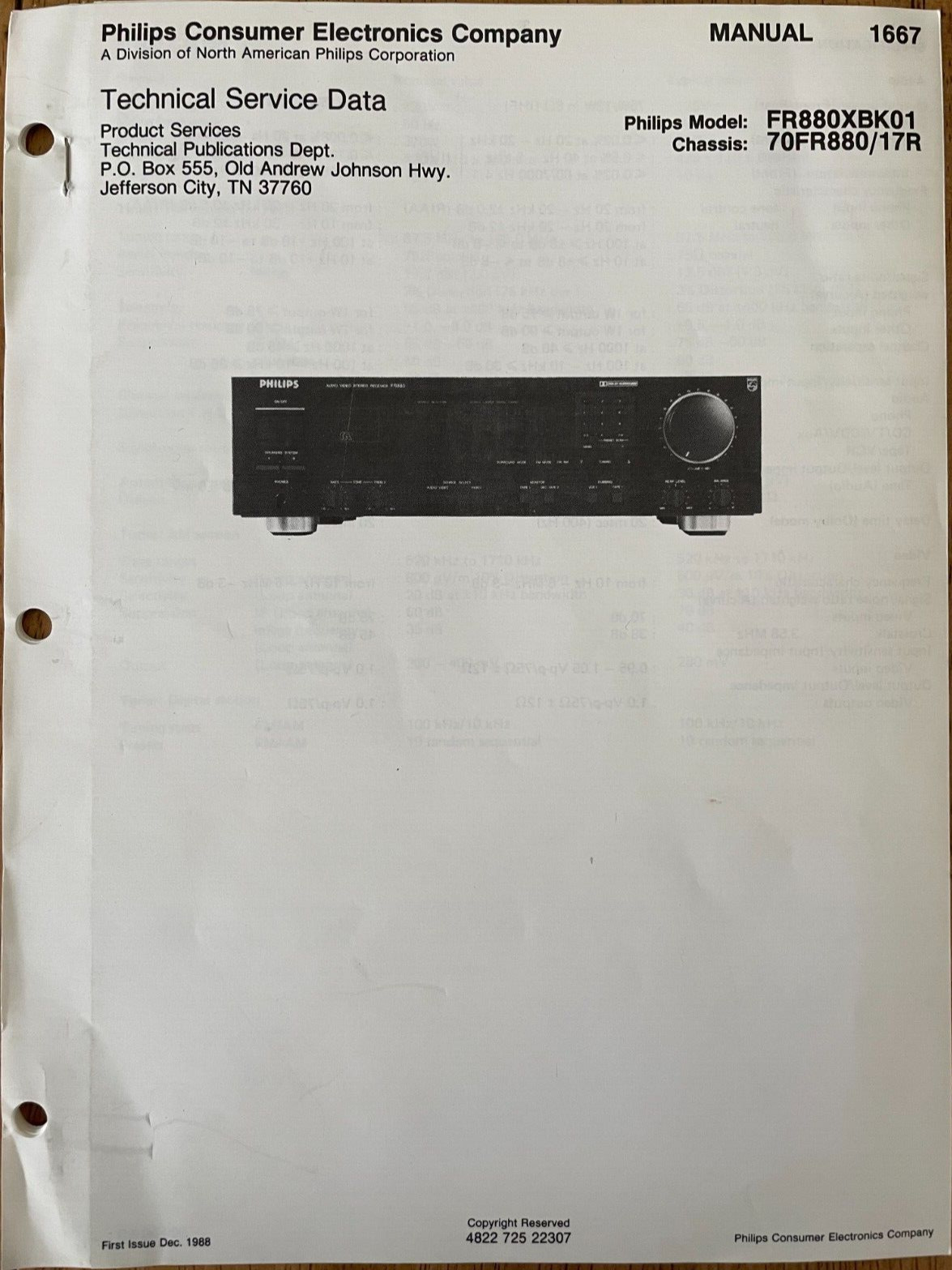 PHILIPS 1667 FR880XBK01 70FR880/17R INTEGRATED STEREO AMPLIFIER REPAIR MANUAL