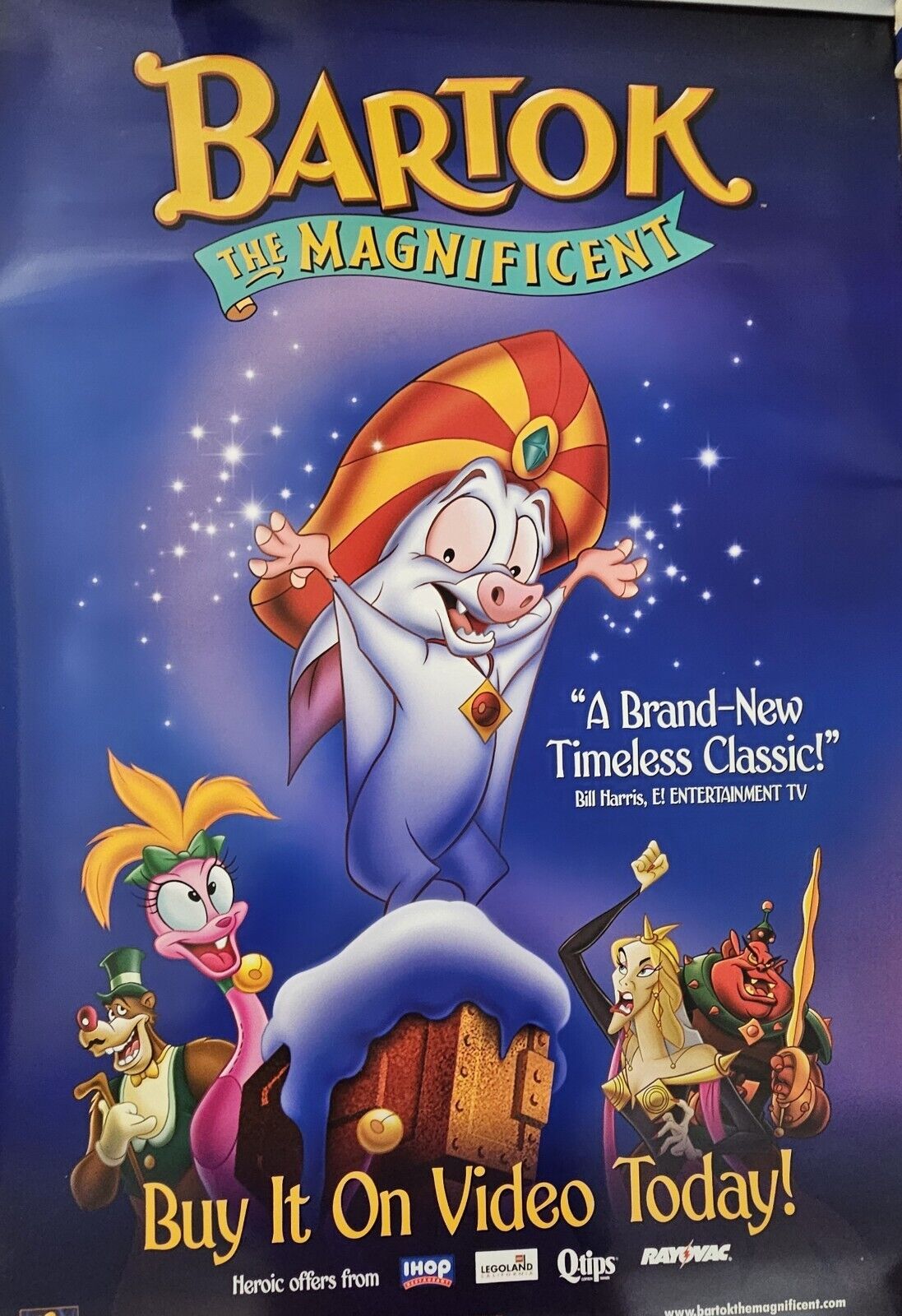 The Amazing Animated film BARTOK THE MAGNIFICENT  27 X 40  DVD  poster