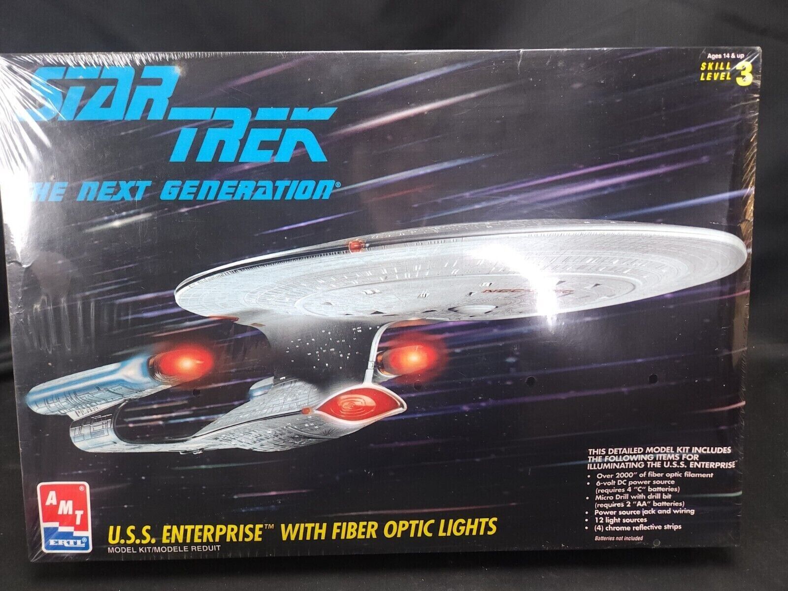 AMT Star Trek USS Enterprise Model Kit w Fiber Optic Lights 1994 NCC-1701-D MISB
