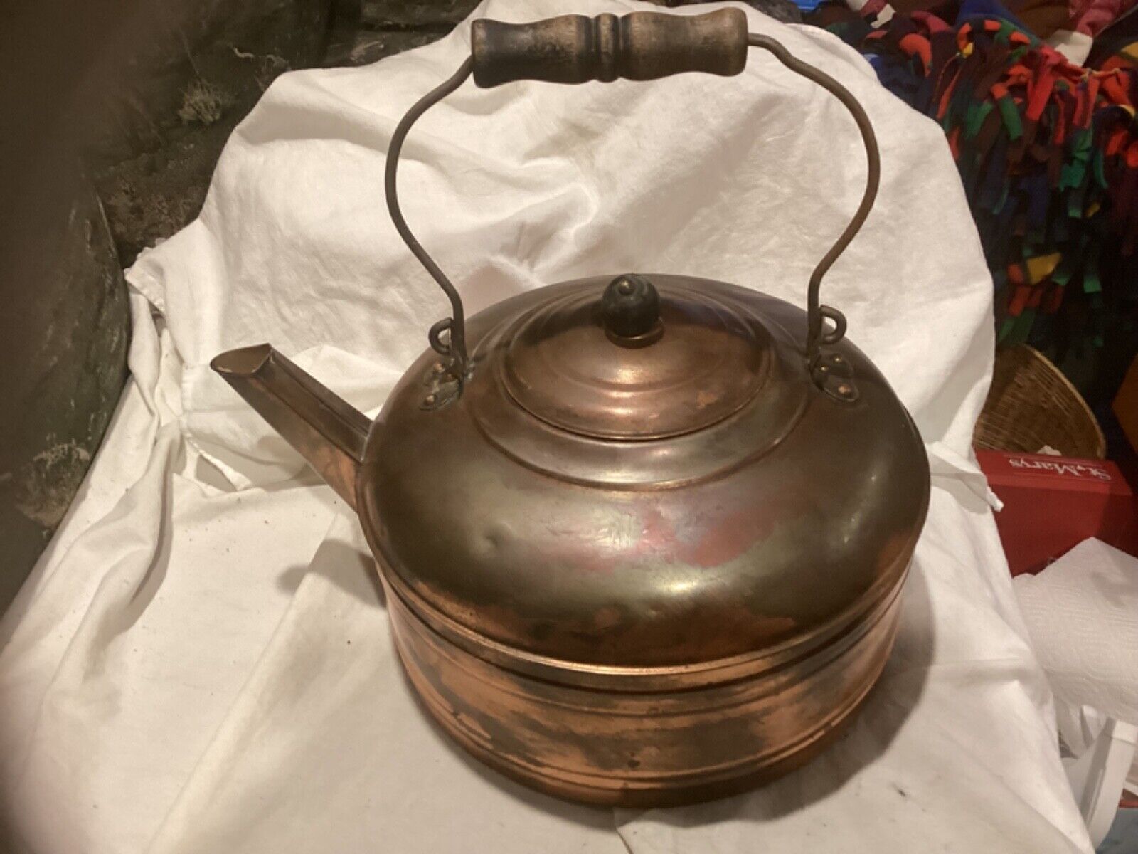 Antique Very Large Copper Tea Kettle