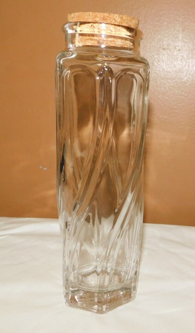 Vintage Ann\'s House Of Nuts Clear Twisted Glass Jar with Cork Lid