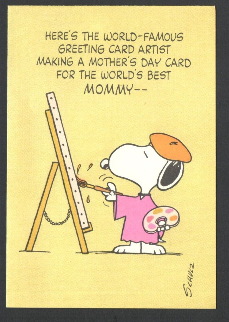 Vintage SNOPPY Mother\'s Day Card World\'s Best Artist for World\'s BEST MOM
