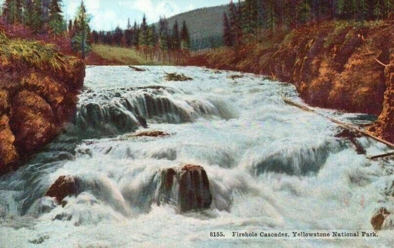 Vtg Postcard Firehole River Cascades Yellowstone Natl Park Unposted DB