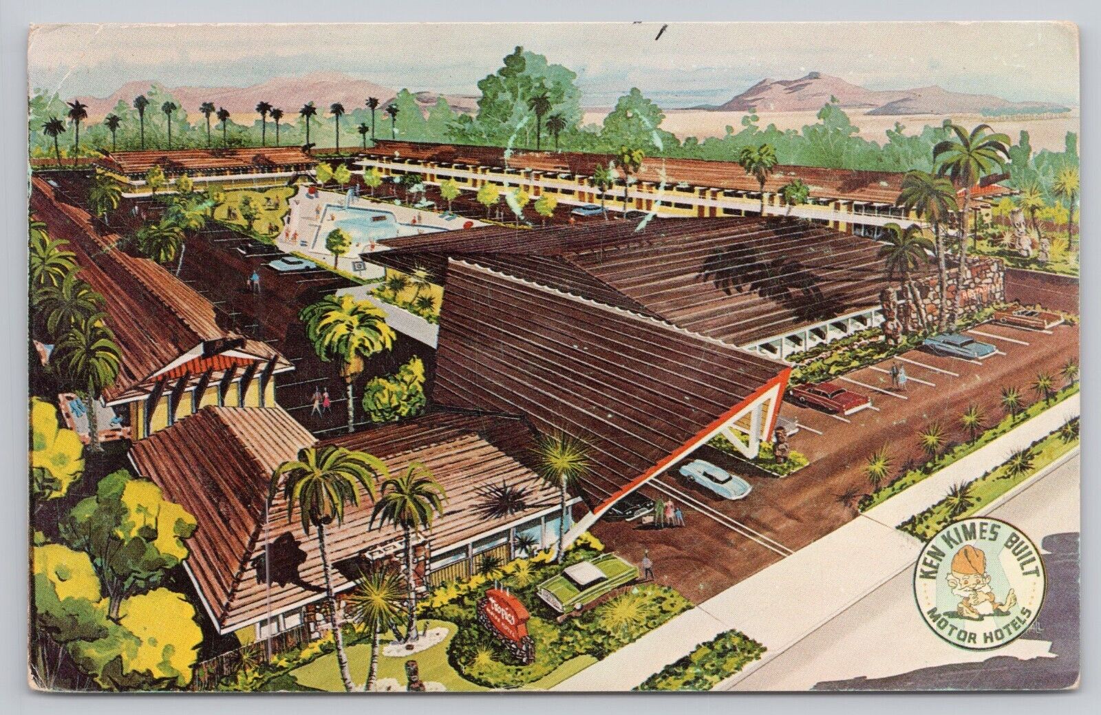 Palm Springs California, Tropics Motor Hotel, Advertising, Vintage Postcard