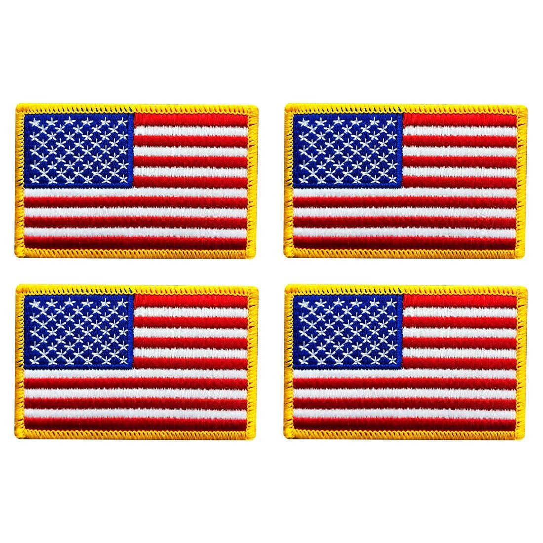 4PC USA American Flag Embroidered Patch (Hook Fastener - 3.0 X 2.0)