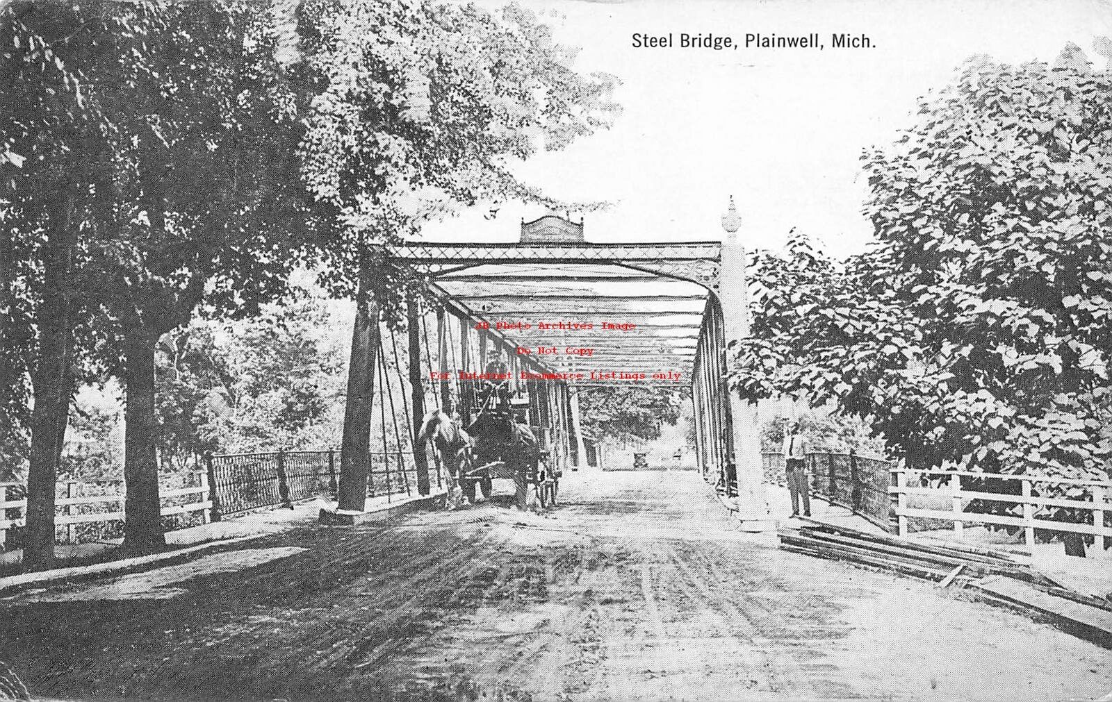 MI, Plainwell, Michigan, Steel Bridge, 1920 PM