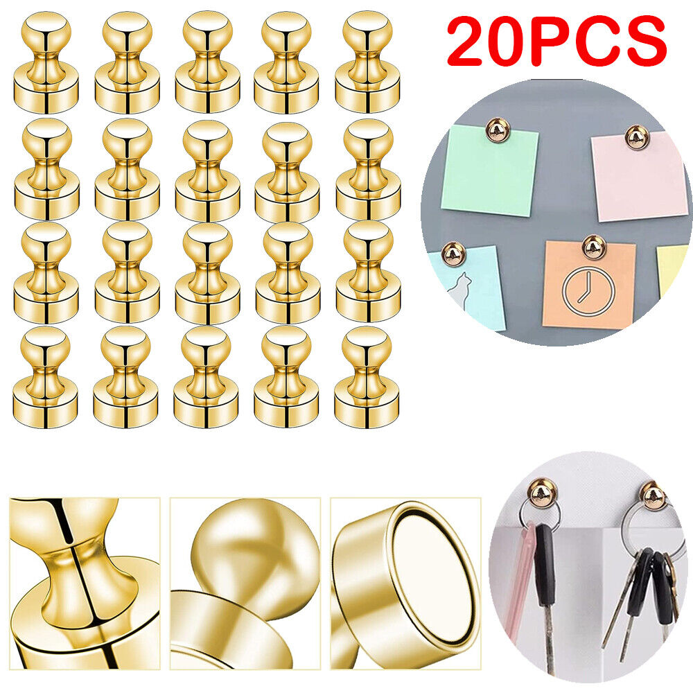 20x Fridge Magnets for Whiteboard Refrigerator Magnets Metal Magnets Gold Plated