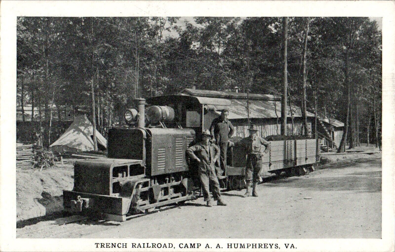 Trench Railroad, Camp Humphreys, Virginia VA RPPC Postcard
