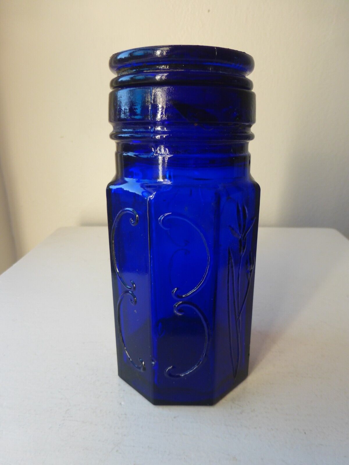 Vintage  Cobalt Blue Glass Jar with Lid  from Italy  excellent condition