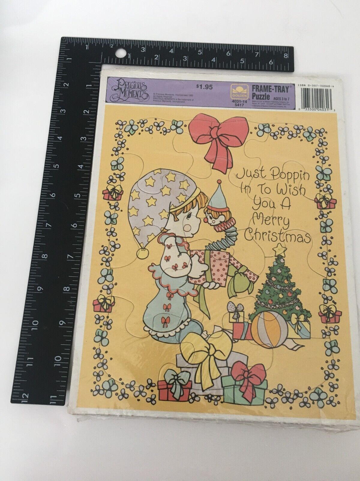 Vintage puzzle religious Precious Moment collectible Merry Christmas Golden 11X8