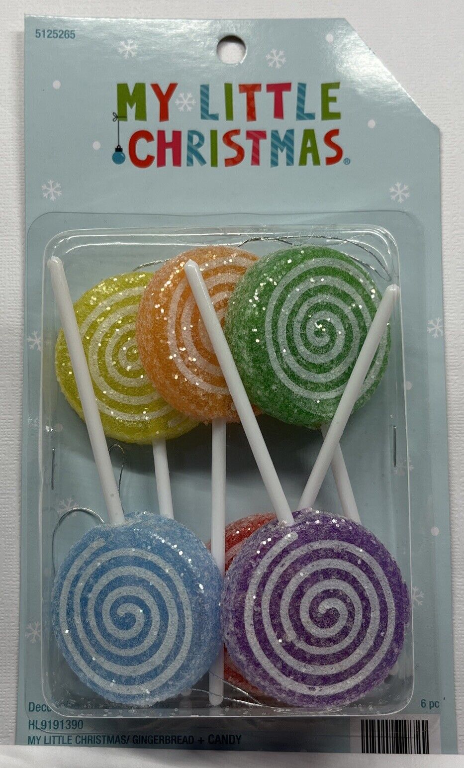 My Little Christmas 6 Christmas Lollipop Candy Candies Sugar Ornaments New