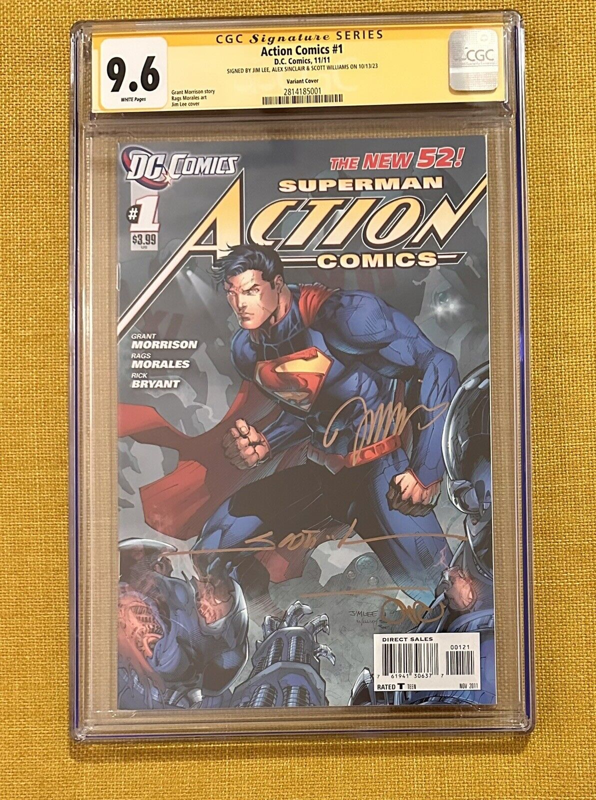 New52 Action Comics #1 Variant Signed Jim Lee Scott Williams Sinclair CGC 9.6 SS