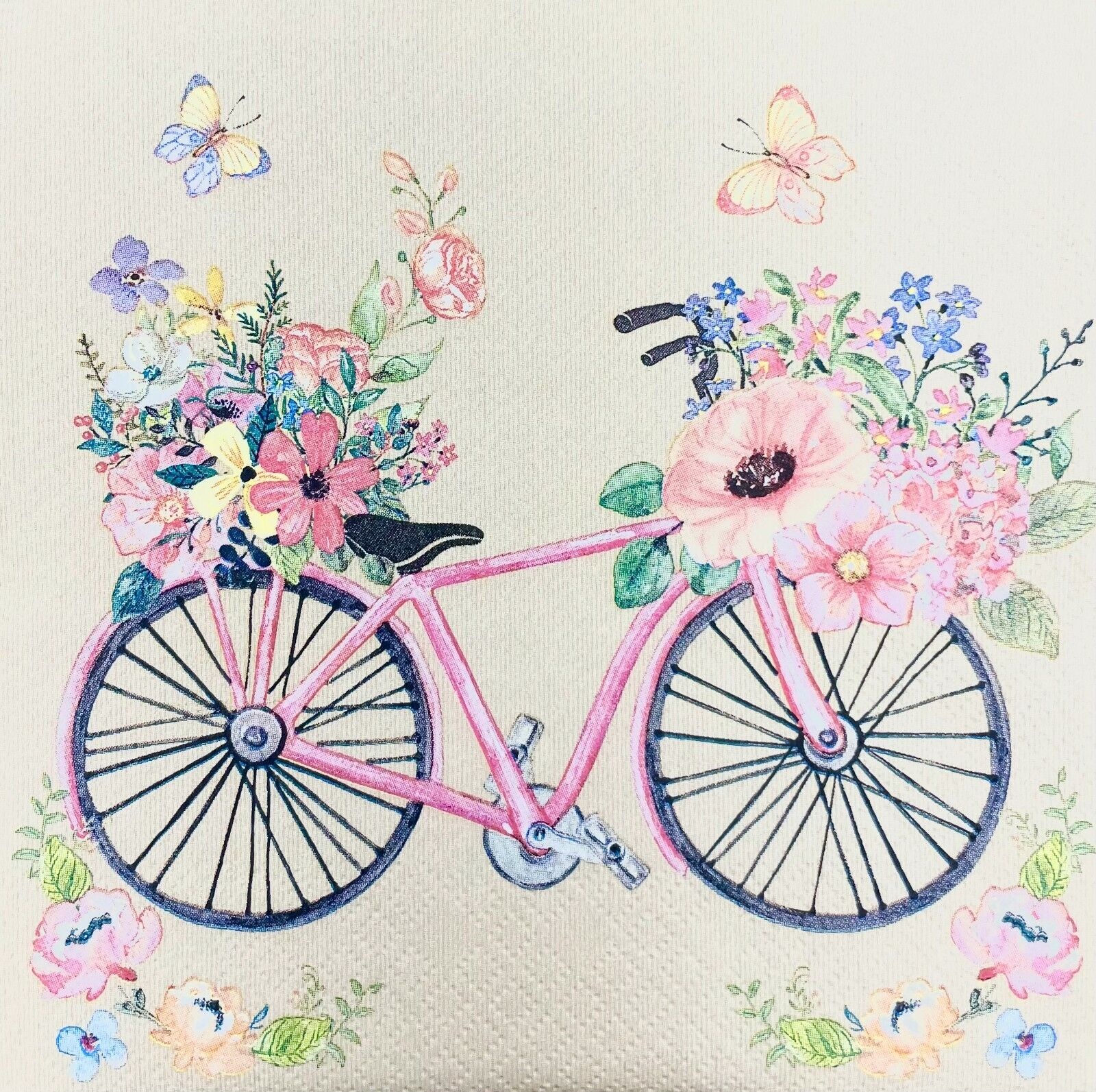 Decoupage Paper Napkins Luncheons Flowers Florals Vintage Bicycle -  Packs of 20