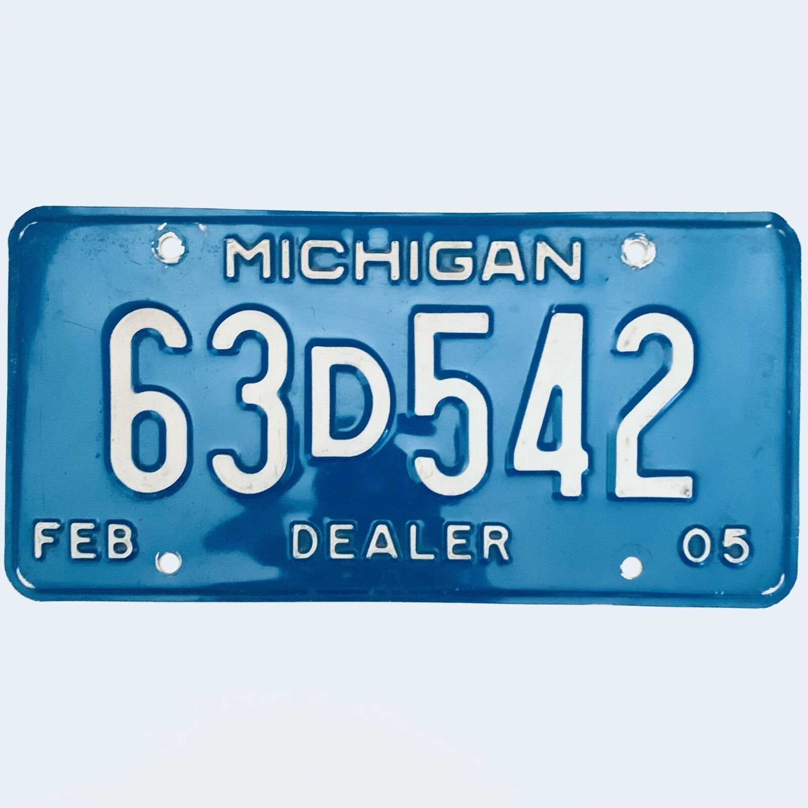 2005 United States Michigan Base Dealer License Plate 63D542
