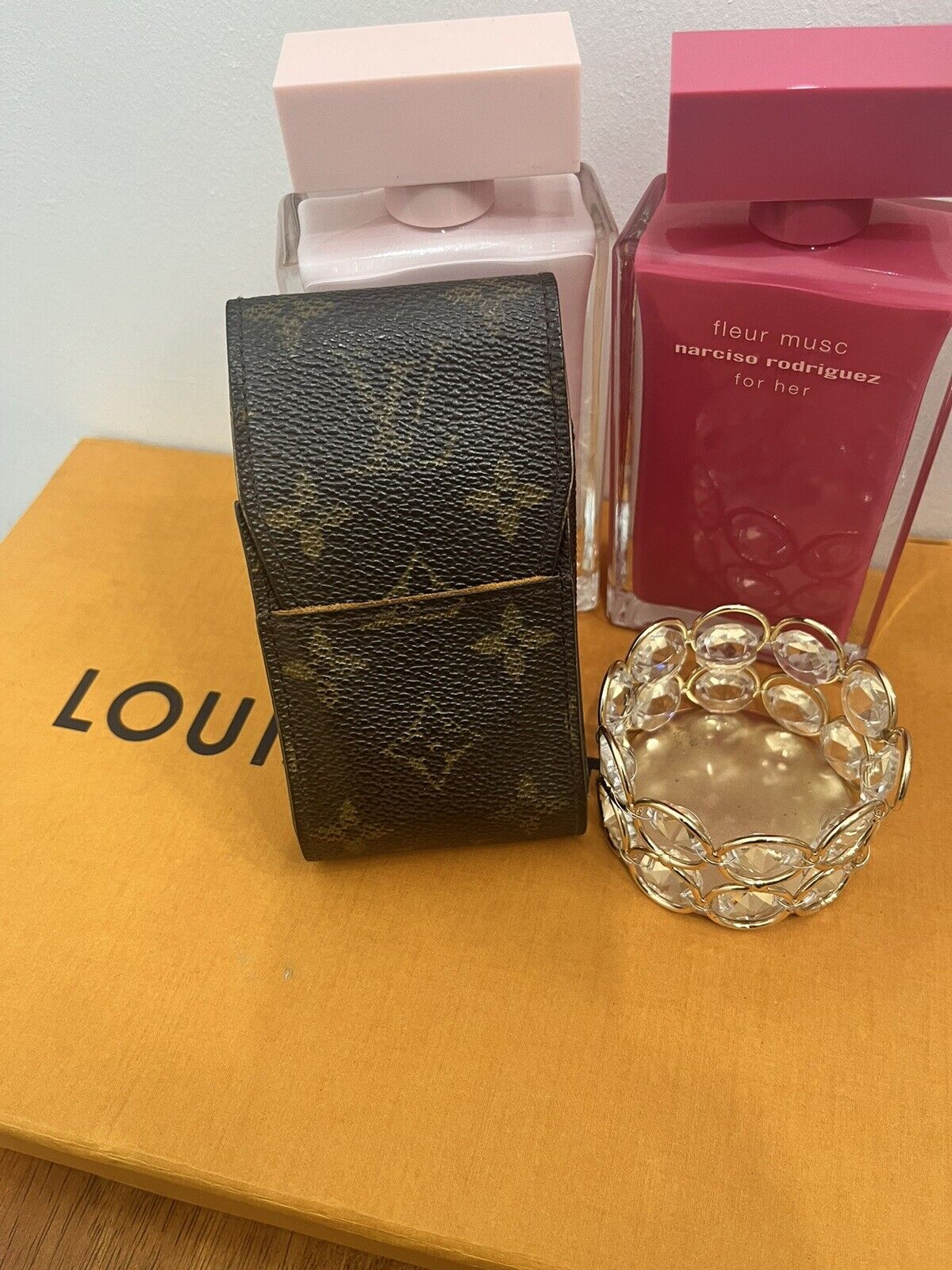 Louis Vuitton LV Etui Monogram Cigarette Tobacco Case Holder Brown Pouch Small