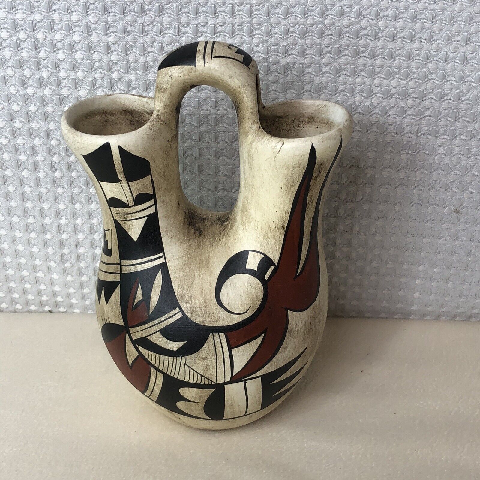 Vintage Native American Wedding Vase Acoma Hand Painted Signed