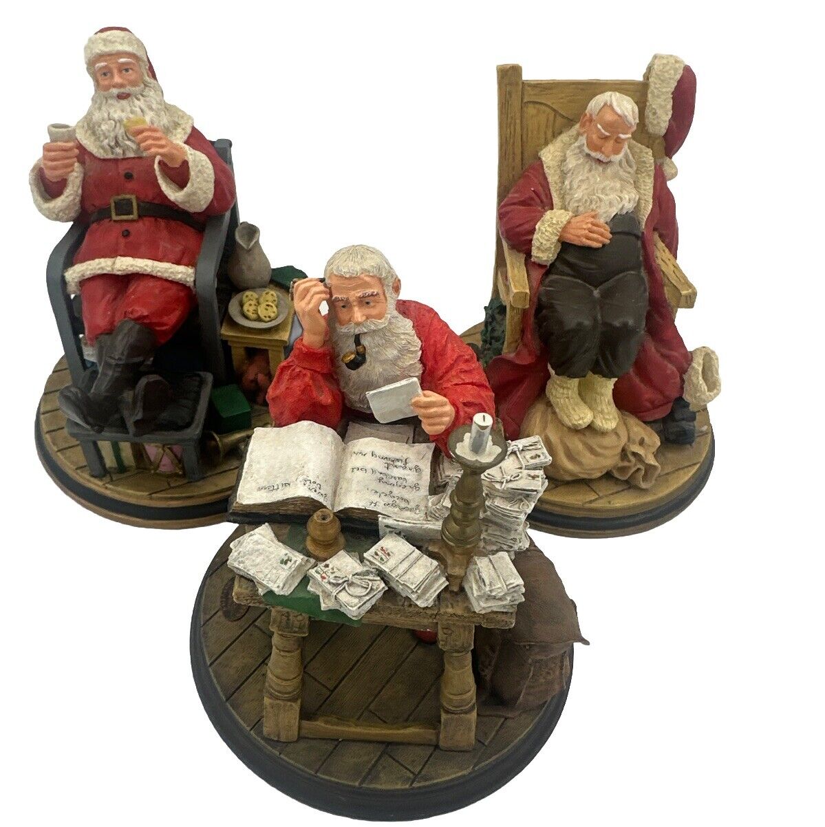 RARE The Rockwell Heirloom Santa Collection 1992 VINTAGE set Of Three Santas