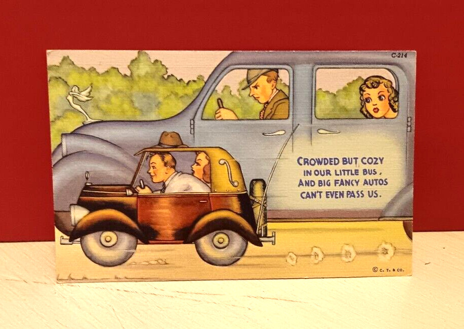 Vintage Postcard ‘C.T. Dizzy Speed Comics’ - Mini Car Passing Limousin