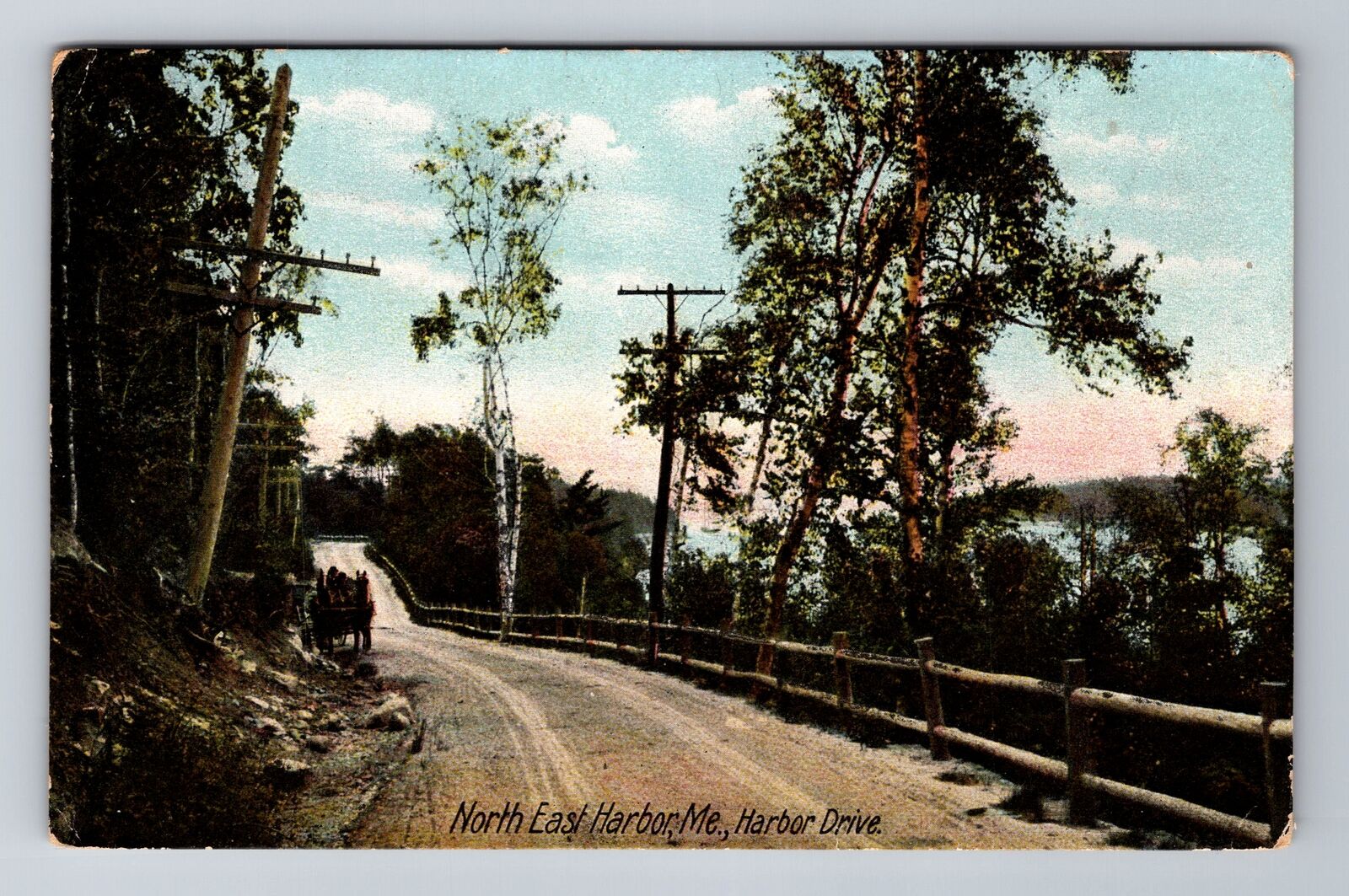 North East Harbor ME-Maine, Harbor Drive, Antique, Vintage Souvenir Postcard