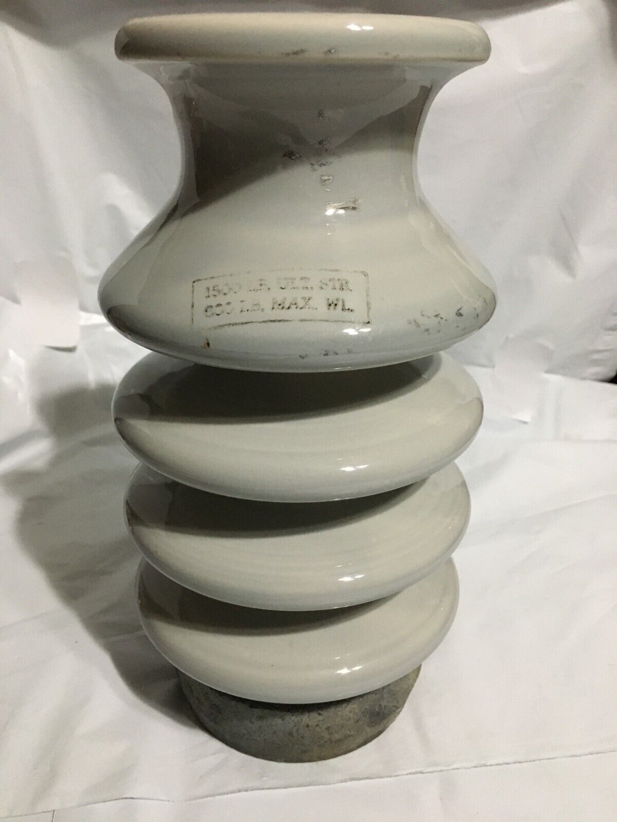 Vintage Large 10+lb. White Ceramic /Porcelain ⚡High Voltage Line Post Insulator