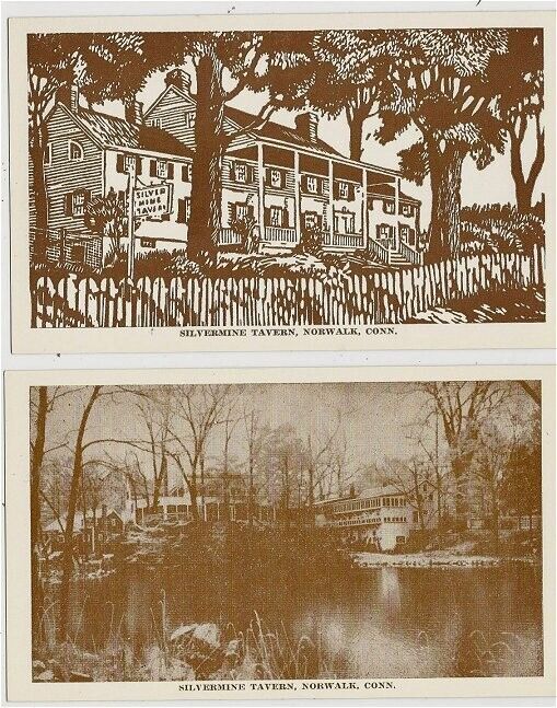 2 Vintage Postcards - Silvermine Tavern - Norwalk CT