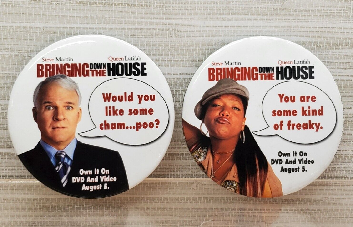 Bringing Down The House 2003 Pin Back Button Movie Promo Queen Latifah/ Steve 