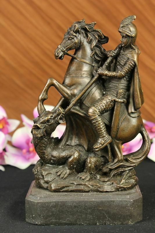 Signed Jean Baptiste Carpeaux Saint George & Dragon Bronze Mythical Sculpture NR