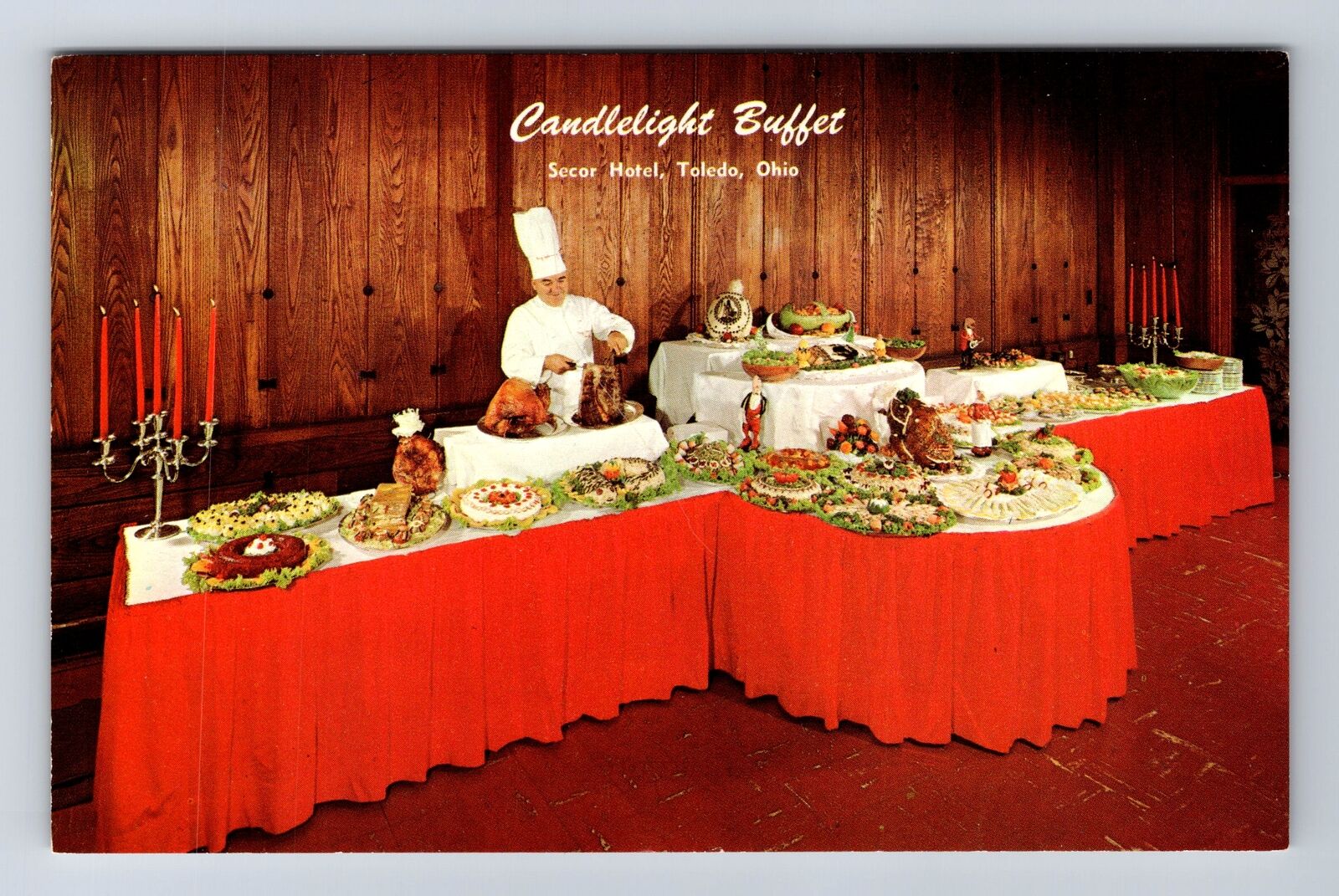 Toledo OH-Ohio, Secor Hotel Candlelight Buffet, Advertising Vintage Postcard