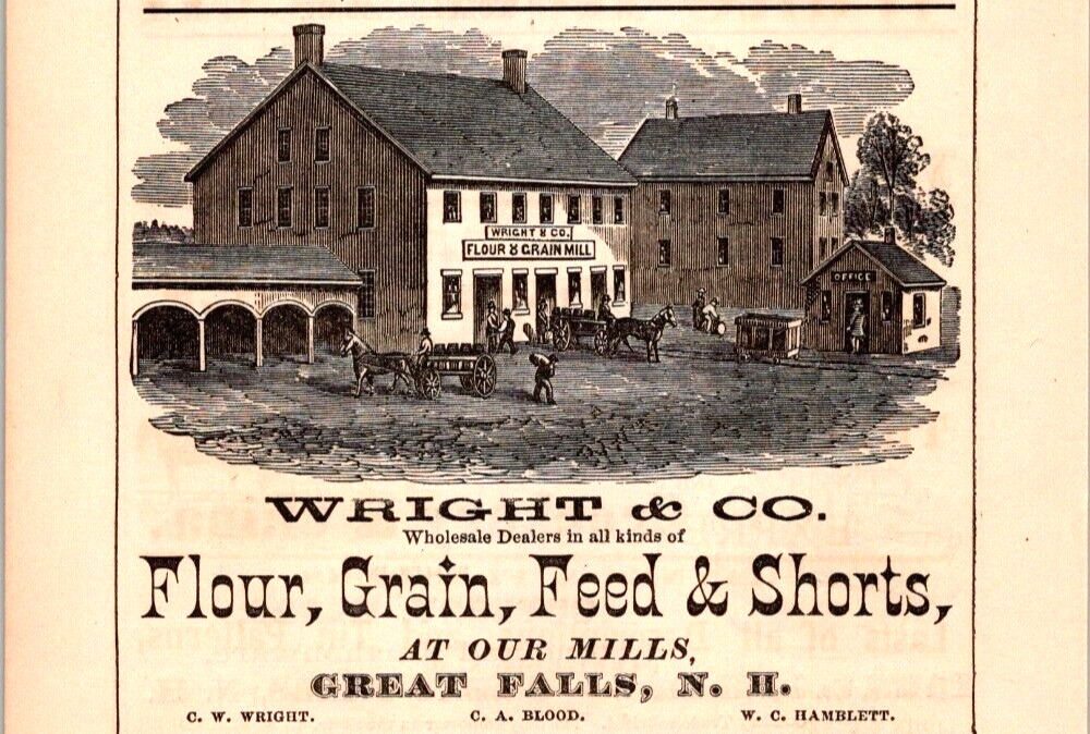 1875 Wright & Co Wholesale Flour Grain Feed Shorts At Our Mills GREAT FALLS NH