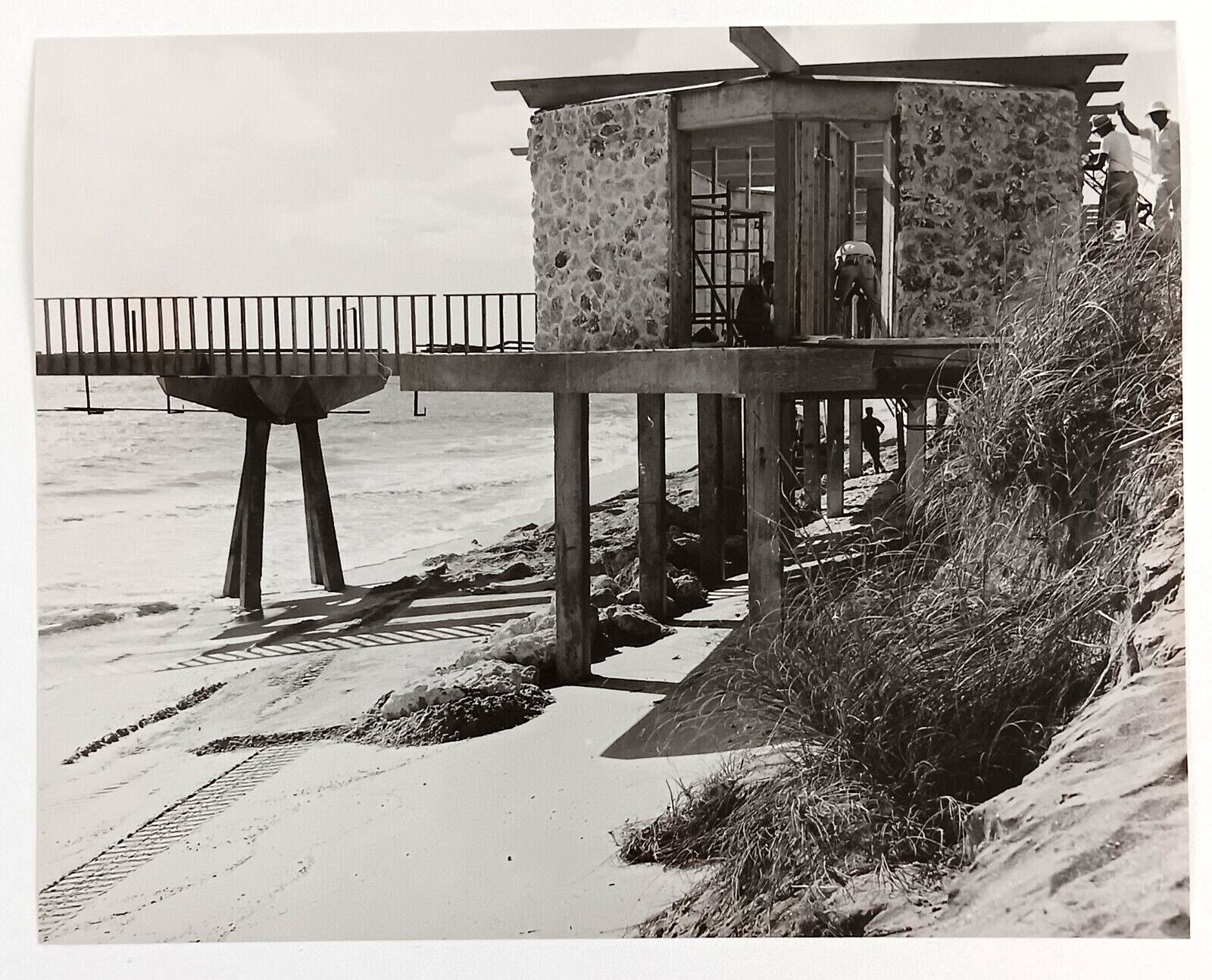 1963 Pompano Beach Florida Building Pier Construction Erosion VTG Press Photo FL
