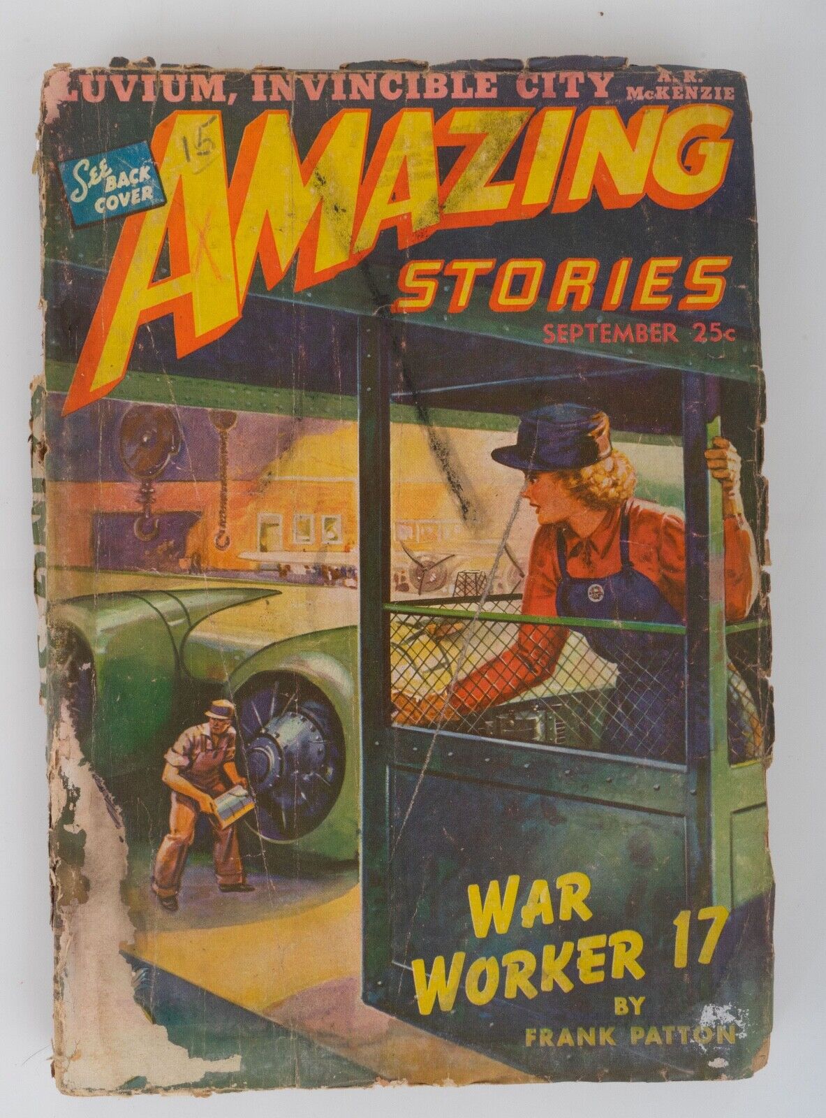 Amazing Stories Sept 1943 Pulp Magazine Rosie The Riveter War Worker 17