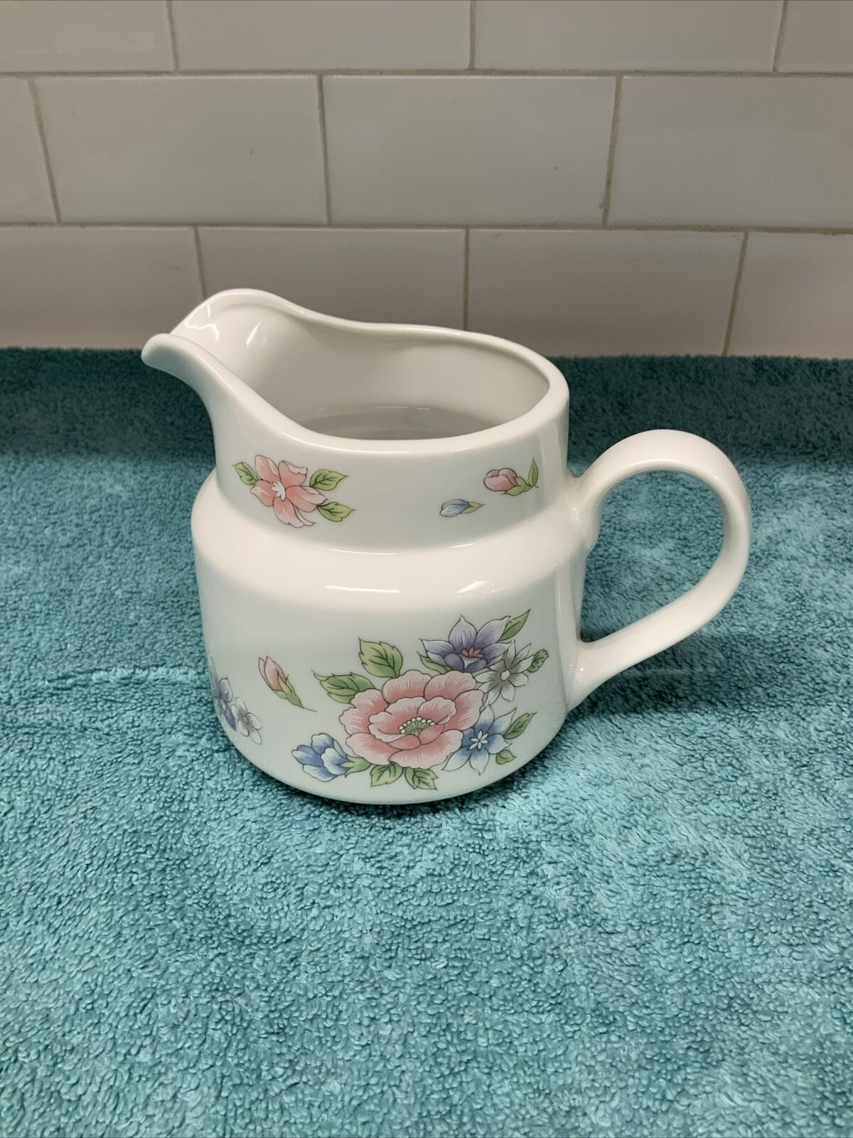 1989 Vintage  FTD Small Floral Pitcher “Especially for you”