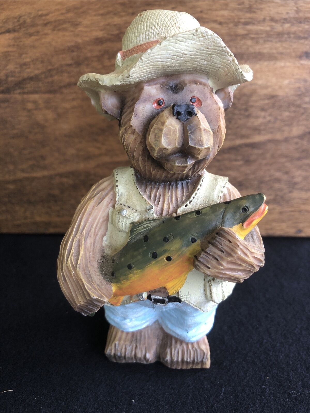 Vintage 5” Teddy Bear Fisherman Figurine