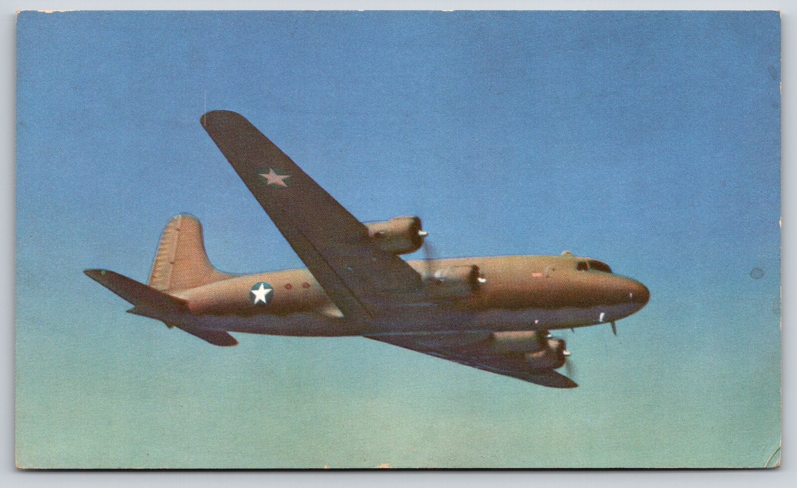 Military~Douglas C-54 Skymaster Transport Airplane In Flight~WW2 Era~Vintage PC