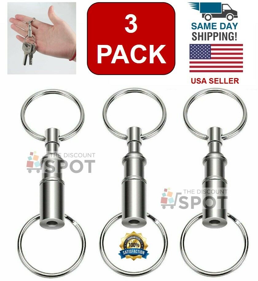 3-Pack Detachable Pull Apart Quick Release Keychain Key Rings/ US 