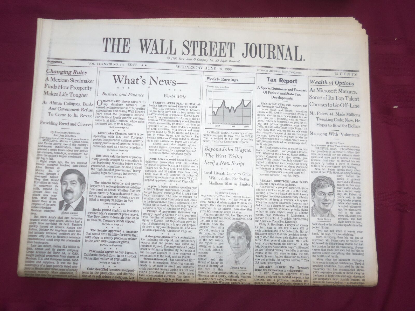 1999 JUNE 16 THE WALL STREET JOURNAL -ALONSO ANCIRA, MEXICAN STEELMAKER - WJ 211