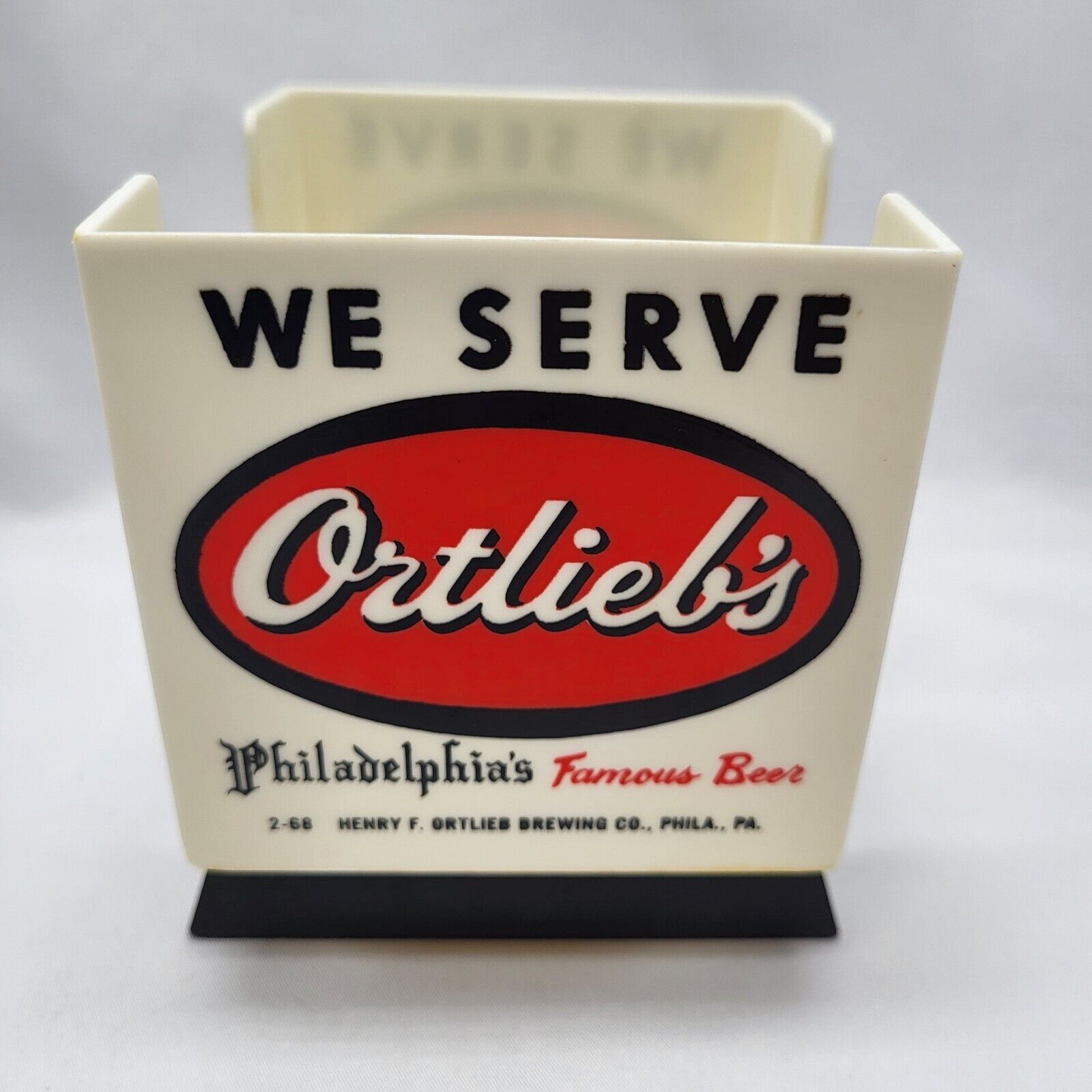 We Serve Ortlieb\'s - Coaster/Napkin Holder - Philadelphia\'s Famous Beer - Rare