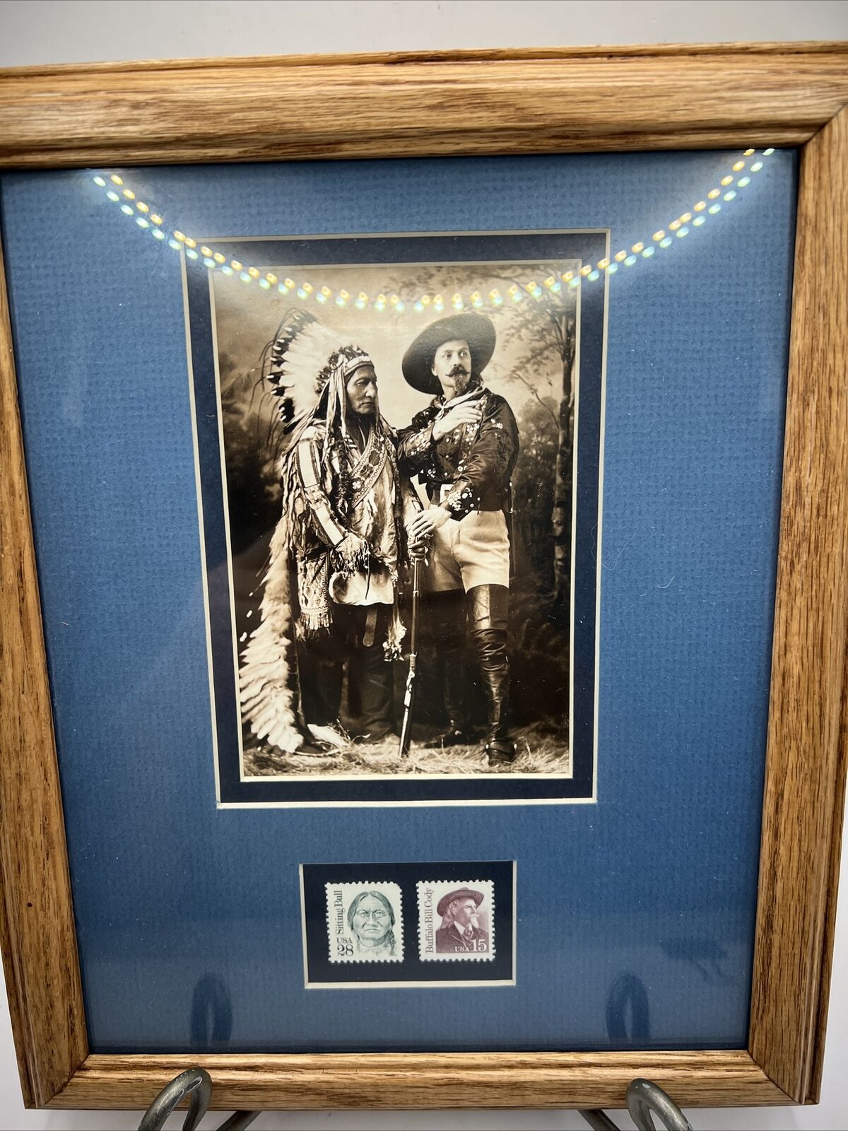 1880 Photo Of Sitting Bull And William F. Buffalo Bill Cody Matted With Stamps