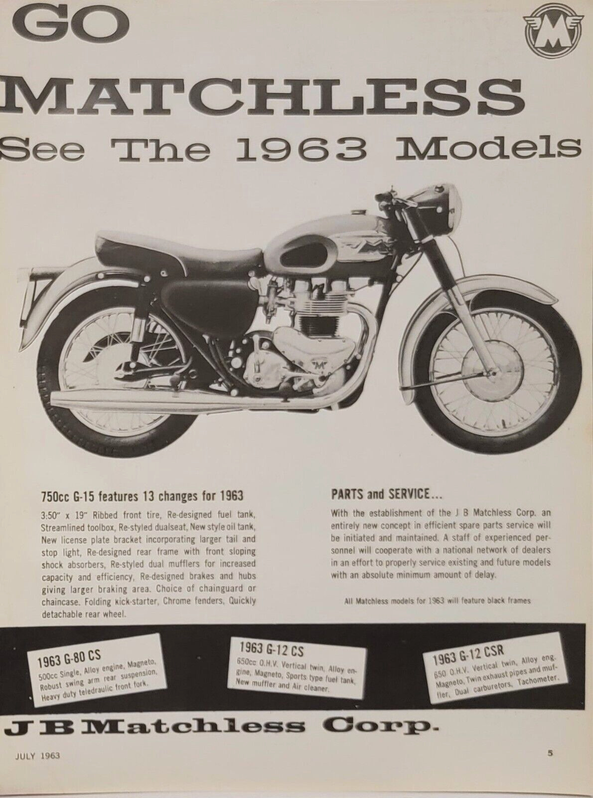 1963 Matchless 750 G15 Motorcycle Ad