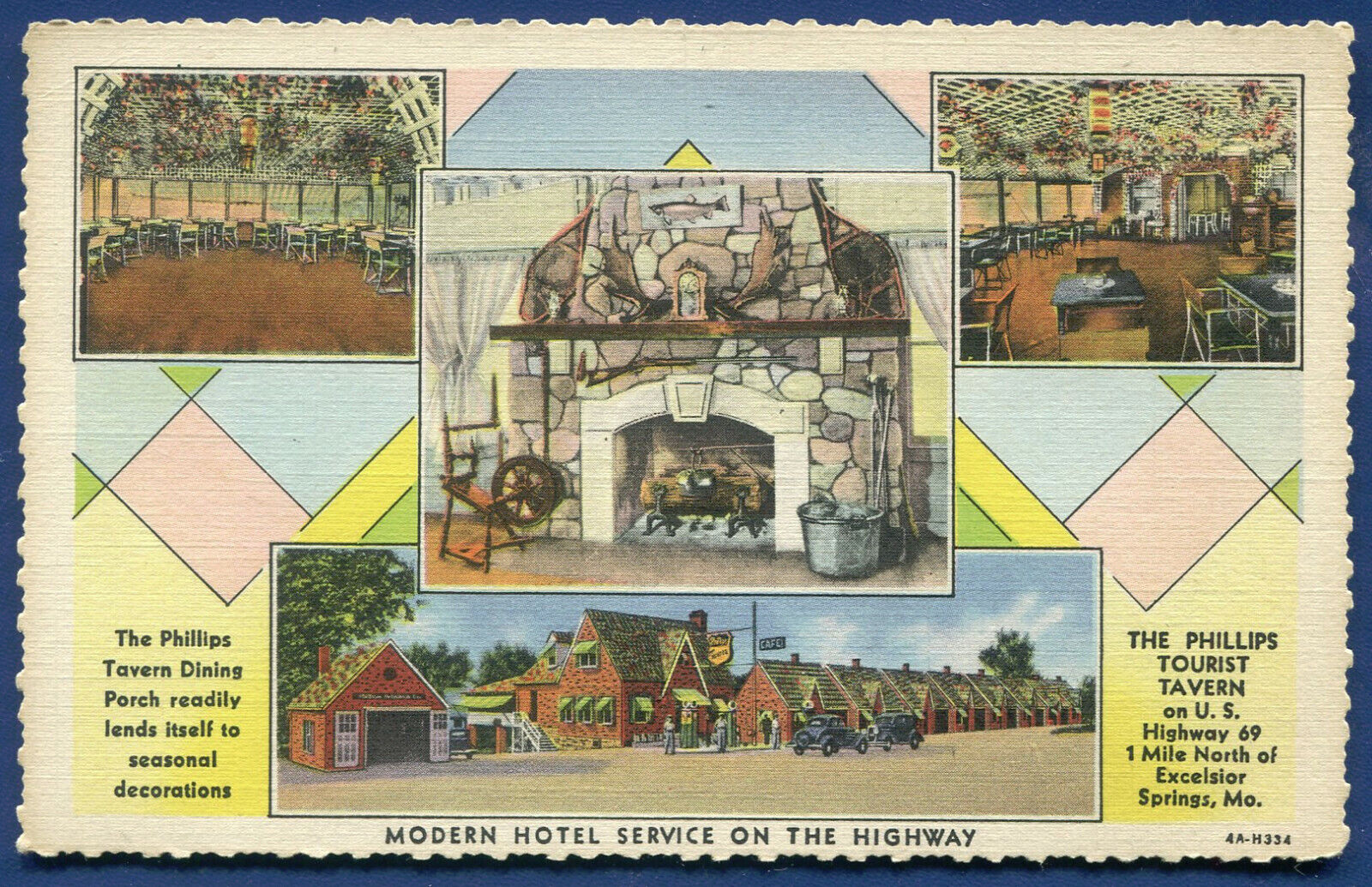 The Phillips Tourist Tavern Excelsior Springs Missouri mo postcard