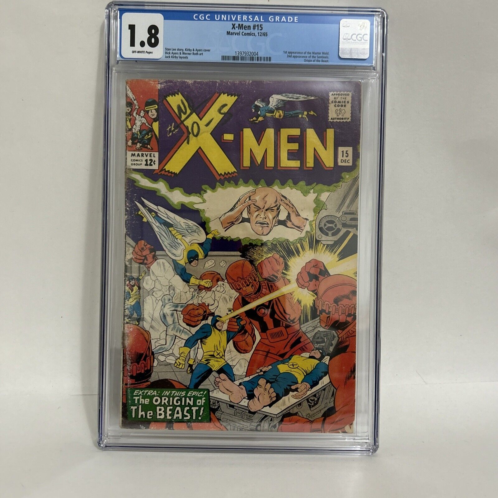 X-Men #15 (1965) - CGC 1.8 - 1st App Master Mold, 2nd Sentinels, Origin of Beast